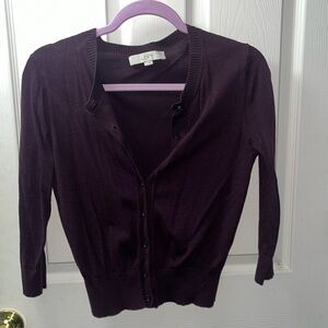 BUY 2 GET 2 FREE 
Ann Taylor plum cardigan in size S, with life left to it